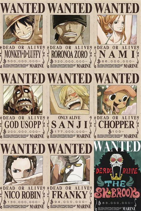 Mugiwara (StrawHats) Wanted Posters | One piece bounties, Manga anime one piece, One piece comic