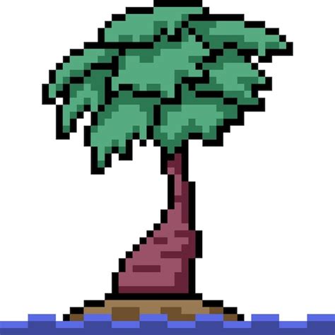 Premium Vector | Pixel art palm tree island