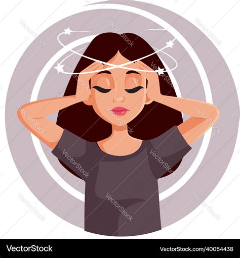 Nauseated woman feeling dizzy cartoon Royalty Free Vector