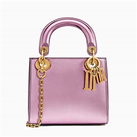 Dior Mini Lady Dior Bag with Chain Pink Metallic Calfskin