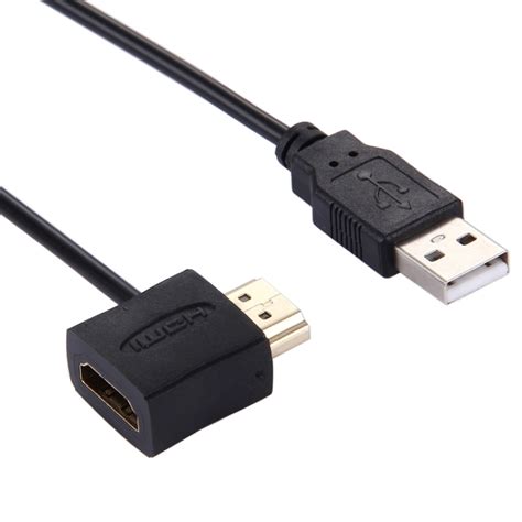 HDMI Female + HDMI Male to USB 2.0 Male Connector Adapter Cable, Length ...