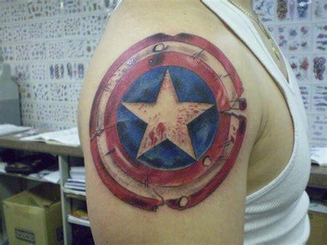 Huge Captain America Shield Tattoo Collection