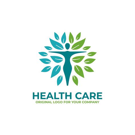 the logo for health care, with leaves and a man's body in the center