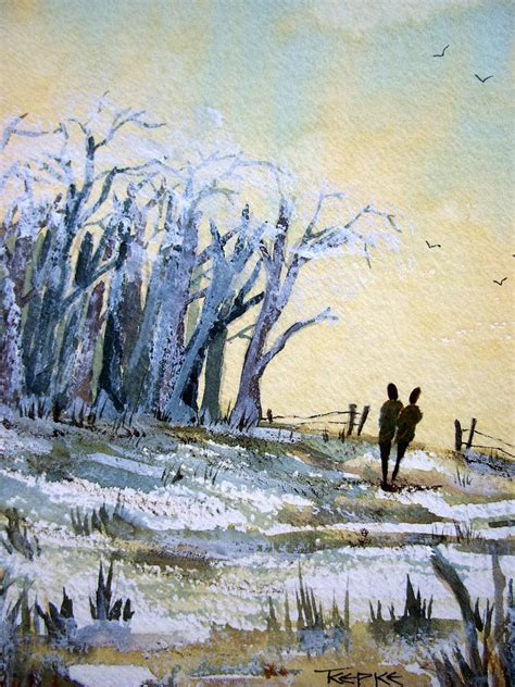 Snowy Copse Painting by Trudy Kepke