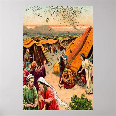 Exodus 16 God Sends Quail and Manna poster | Zazzle