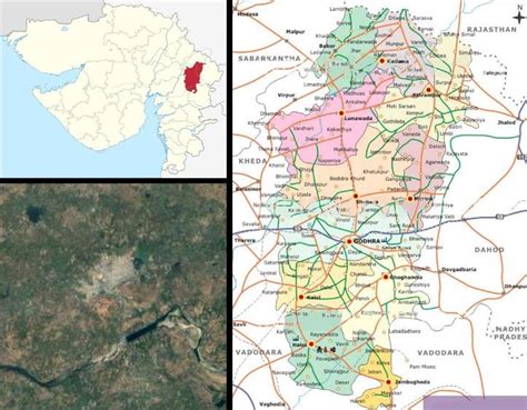 Location of Panchmahal Dist. in Gujarat State (top left), Map of ...