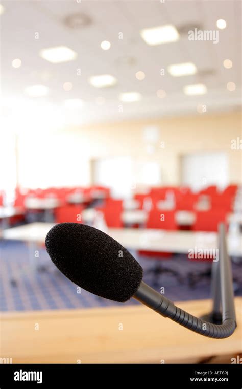 Microphone in a conference room Stock Photo - Alamy