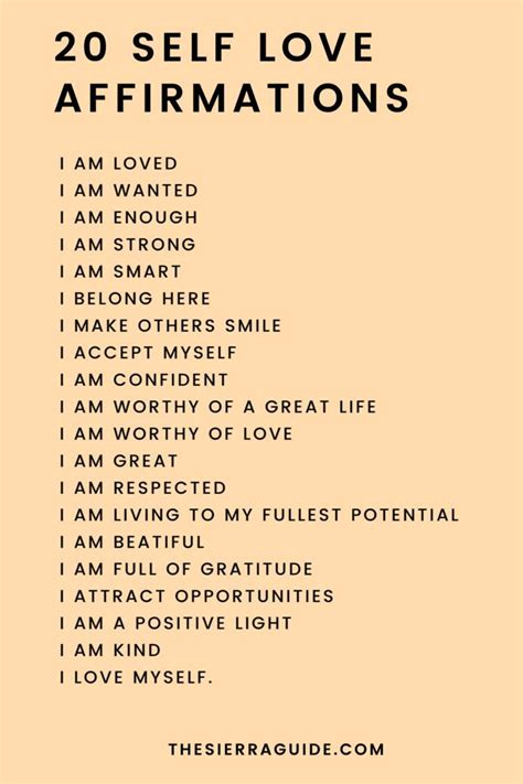 20 Affirmations for Self Love - The Sierra Guide | Self love ...