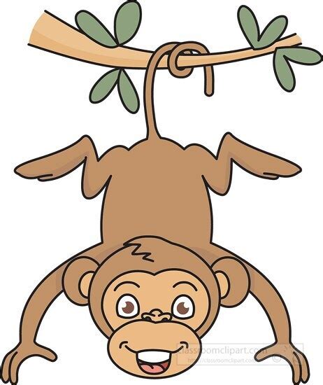 Primate Clipart-monkey hanging from tree