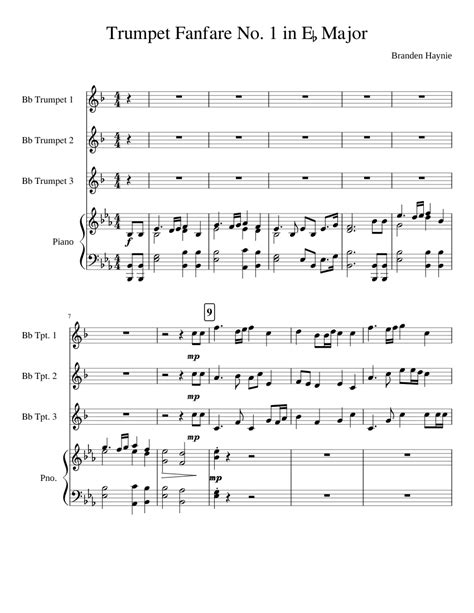 Trumpet Fanfare No. 1 in Eb Major Sheet music for Piano, Trumpet ...