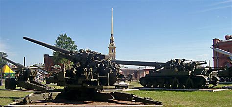 Various types of artillery are displayed in the Artillery Museum courtyard