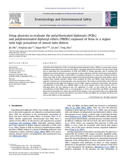 (PDF) Using placenta to evaluate the polychlorinated biphenyls (PCBs) and polybrominated ...