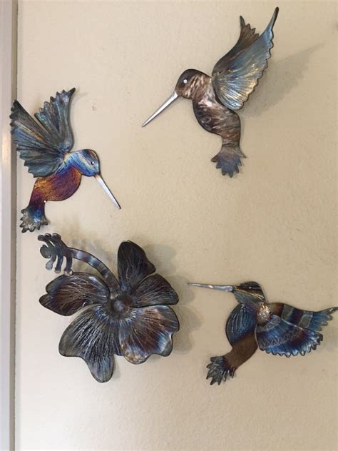 Colorful metal hummingbird wall art | Etsy