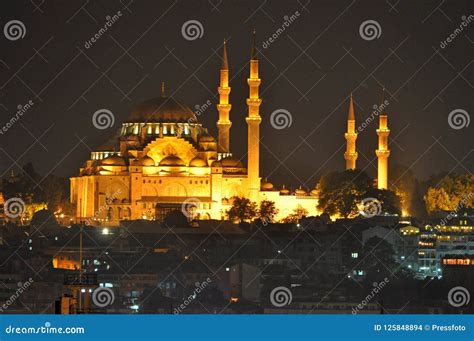 Sultan Ahmed Mosque at Night, Istanbul, Turkey Editorial Stock Image - Image of aerial ...