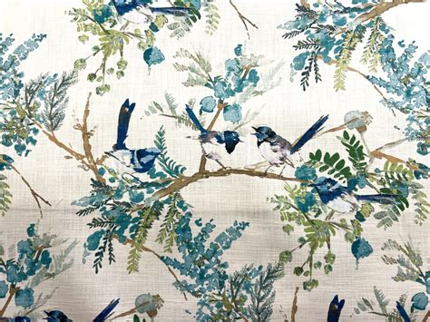 Emilia Mediterranean Blue Bird Home Decor Fabric - Rich Tex