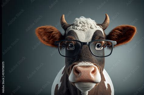 Cute Cow with glasses Stock Illustration | Adobe Stock