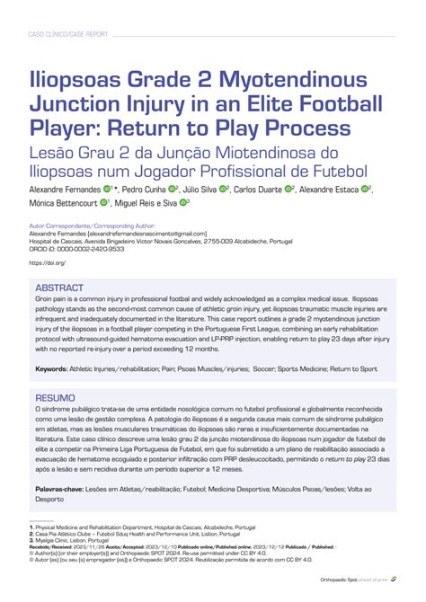 (PDF) Iliopsoas Grade 2 Myotendinous Junction Injury in an Elite Football Player: Return to Play ...