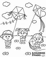Kite Coloring Page For Kids sketch template