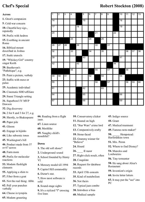 New York Times Crossword Puzzle Printable Printable Crossword Puzzles ...