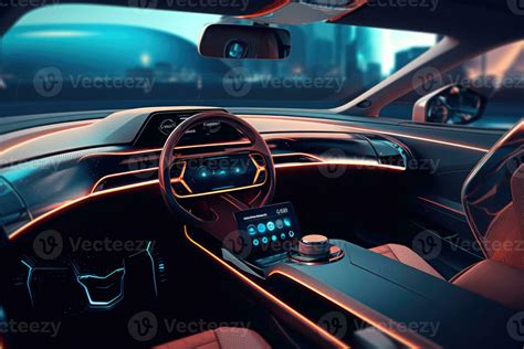 Futuristic interior of luxury car. Technology car dashboard. 25477791 Stock Photo at Vecteezy