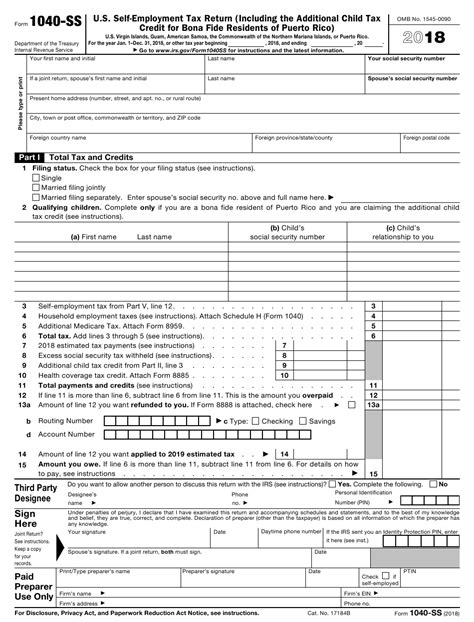 Self Employment Tax Return Form Long - Employment Form