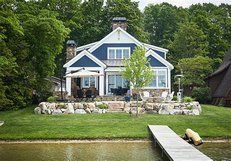 Cozy Lake Cottage in Blues and Wood - Town & Country Living