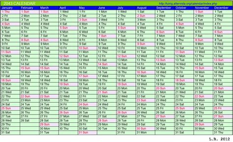 2043 Calendar