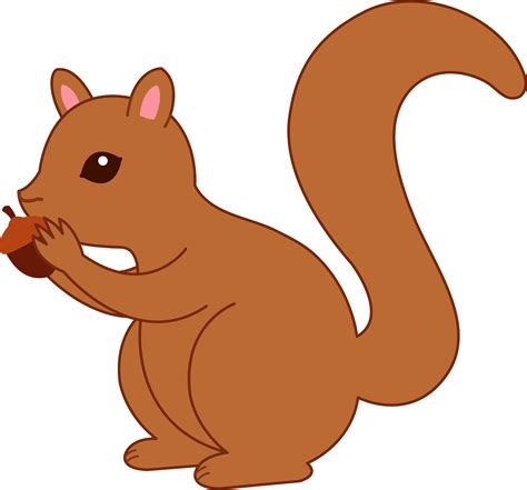 Cute Squirrel Eating Acorn - Free Clip Art