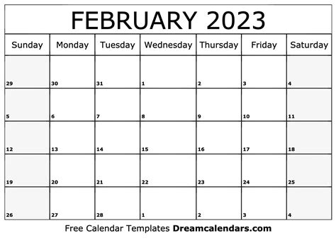 February 2023 Calendar - Free Printable with Holidays and Observances