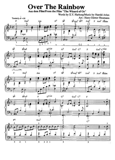 OVER THE RAINBOW Easy Piano Sheet music | Easy Sheet Music