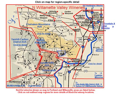 Map page - Oregon's North Willamette Valley wine region and wineries