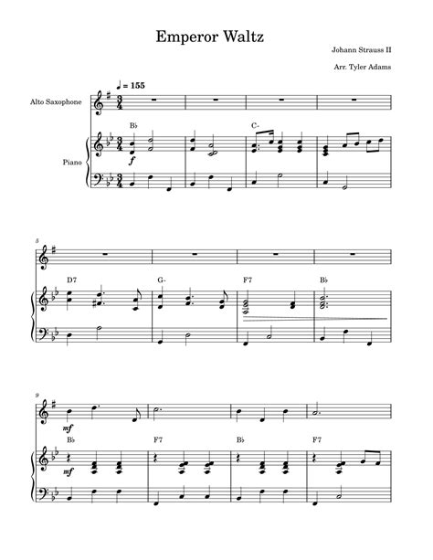 Emperor Waltz (Alto Sax Solo and Piano) (arr. Tyler Adams) Sheet Music ...