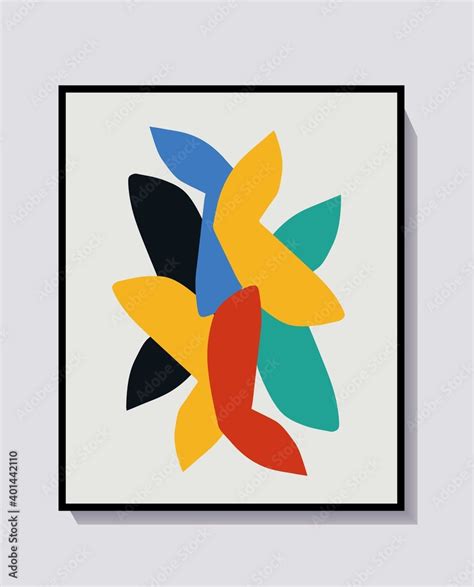 Vector Poster and collage template Matisse and Bauhaus art style. Trendy simple and minimalist ...