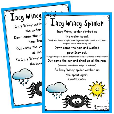 Incy Wincy Spider Rhyme Posters | Top Teacher