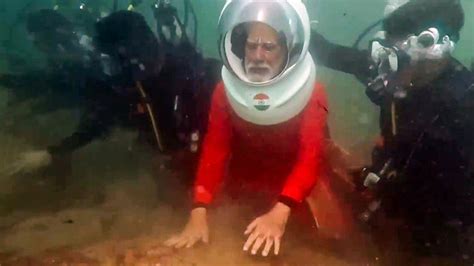 "Divine experience...": PM Modi shares pics of himself underwater in Dwarka, wearing scuba gear