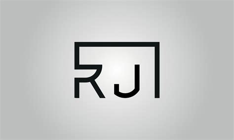 Letter RJ logo design. RJ logo with square shape in black colors vector ...