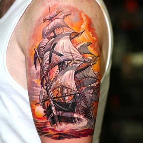 Awesome detailed galleon tattoo by Dongkyu Lee @q_tattoos #dongkyu #dongkyulee #realism # ...