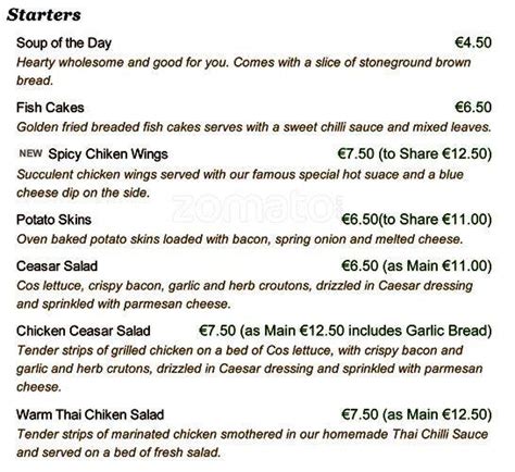 The Watermill Menu, Menu for The Watermill, Raheny, Dublin - Zomato Ireland