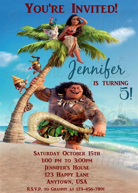 Moana Birthday Party Invitation/ Disney Movie Party Invite Elsa Birthday Party, 3rd Birthday ...