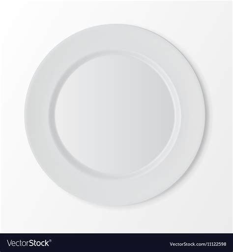 White flat round plate top view on background Vector Image