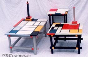 New Gerrit Rietveld De Stijl Movement Piet Mondrian painted early modernist coffee sofa tables