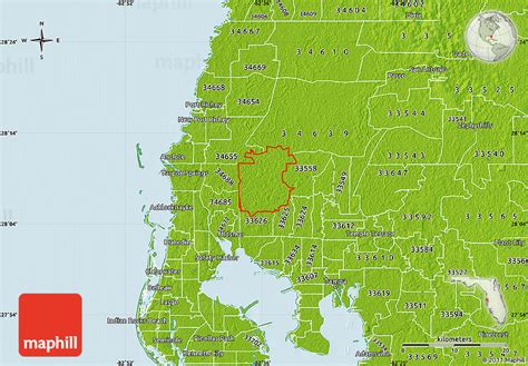 Physical Map of ZIP Code 33556