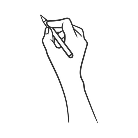 Line art illustration of hand holding pen and writing or drawing 6455875 Vector Art at Vecteezy