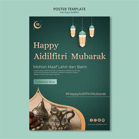 Hari raya aidilfitri concept poster template | Free PSD File