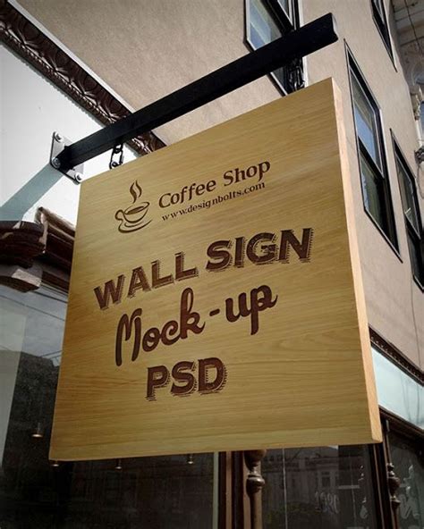 Wooden Advertising Shop Wall Sign Mockup PSD Free | Bảng hiệu, Thiết kế