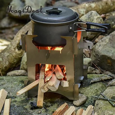 Camping Folding Wood Stove Portable Compact Lightweight Outdoor Picnic BBQ Backpacking Cooking ...