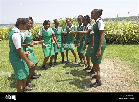 Girls in school uniform singing. Jamaica Stock Photo: 61440097 - Alamy