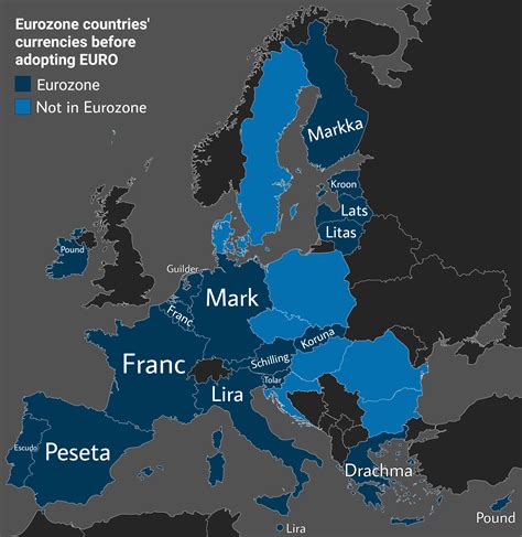 Eurozone countries' currencies before adopting the Euro. : r/MapPorn