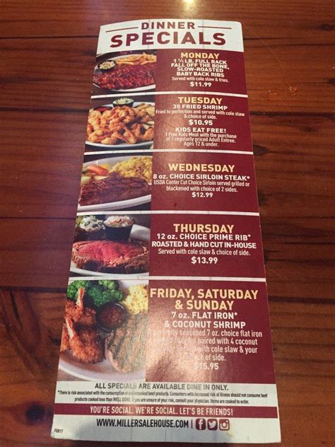 Menu at Miller's Ale House pub & bar, Pembroke Pines