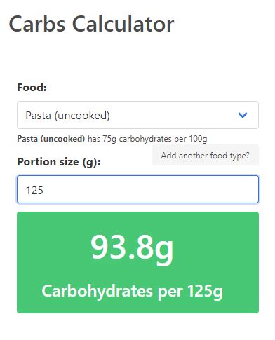 Carbs Calculator — Max Glenister